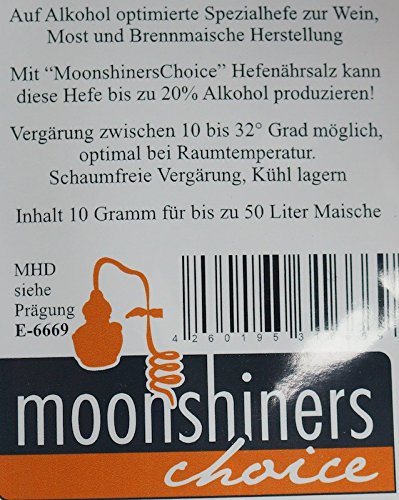 ‚MoonshinersChoice®‘ Spezial Alkohol Hefe ✿ 10 Gramm für 50 Liter Maische ✿ für Wein, Most und Brennmaische - 2