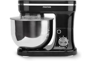 PRIXTON - Robot Patissier/Batteur Electrique Cuisine avec Différentes Fonctions, Puissance de 1000W, 6 Vitesses Différentes, Bol de 4 litres et Accessoires en Acier Inoxydable | KR200 (Noir)