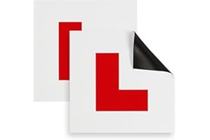Haltons by Keplin Magnetic L Plates for Car – Pack of 2 PVC 1.3 mm Thick Road Legal Learner Plates – Full Magnetic Backing, UK DVSA Compliant 17.8 × 17.8 cm