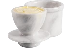 Radicaln Marble Butter Keeper 4.25" Inches Oceanic Handmade Butter Crock for Spreadable Butter Ideal Butter Crock for Counter with Water French Butter, Crock Pot & Butter Dish (White, Standard)