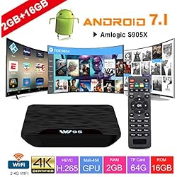 TV Box Android 7.1 - VIDEN W2 Smart TV Box Amlogic S905X Quad Core, 2GB RAM & 16GB ROM, 4K*2K UHD H.265, HDMI, USB*2, WiFi Media Player, Android Set-Top Box [Versión Mejorada]