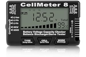 Dawafit 1 Pièce RC Cellmeter 8 Digital Battery Capacity Checker Controller Tester Testeur de Tension pour -Ion NiMH Nicd Cell Meter Noir