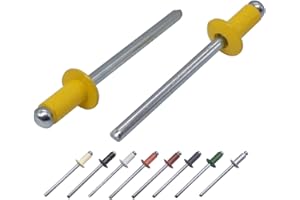 MARCOPOL (50 Stück) Lackierte Blindnieten 3,2 x 8 mm, Kuppelkopf, DIN 7337, Aluminiumniete und Stahldorn, Popnieten (50, Colza-Gelb RAL 1021)