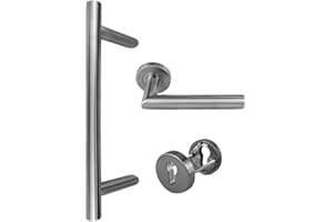HAUSTÜRBESCHLAG Edelstahl Haustür- Beschlag- Set 1802 Stoßgriff-Länge: 350mm