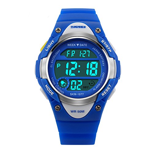 Kinder-Sportuhr von GRyiyi, bis 50 m wasserdicht, digitale Armbanduhr für Jungen und Mädchen, LED-Uhr