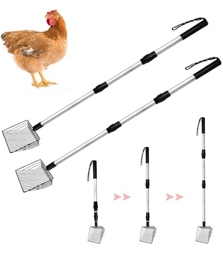 Set Di 2 Pale Per Letame Di Pollo Regolabili (57-105 Cm) - Per Pulizia Pollai, Lettiere, Separazione Ghiaia