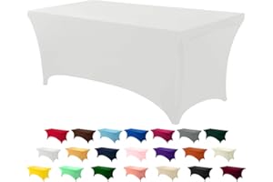 Utopia Kitchen 1 Paquet de Manteles Rectangulares de Poliéster (6 pies - 183 cm) Elásticos de Spandex, Cubre Mesas para Bodas, Bares, Artesanías, Exposiciones (Blanco)