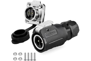 CNLINKO LP-16 Industrial Waterproof Connector IP68 Circular Connector Quick Plugging Aviation Connector Anti-Interference Shell Fast Release Connector M16 2-9 Pin Flange Socket (2 Pin)