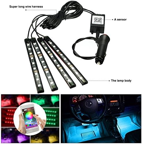 Car Bluetooth App Controlled RGB LED Strip Light Waterproof Light Strip Stripes with Android/IOS Cell Phone DIY Colour Car Truck Van Base Lighting Decoration 4x 5050 RGB Bluetooth App kontrolliert(wasserdicht)
