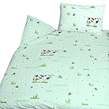 Feinbiber Kinderbettwäsche Baumwolle 100x135+40x60cm Kühe