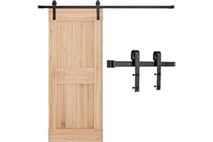 VEVOR Kit Quincaillerie de Porte Grange Coulissante Simple, 200 cm, Rail Durable et Rouleau J, Charge 150 kg, pour Portes 914,4-1016 mm de Largeur 34,92-44,45 mm d'Épaisseur, Noir, Porte Non Incluse