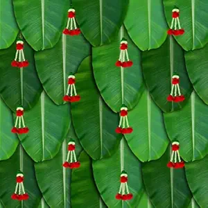 Epoojacart Decorative Backdrops - Big Banana Leaf with Rose Design Backdrop - Decorative Backdrops - Backdrops (5 x 8 ft)