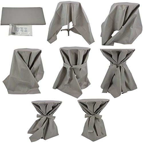 Sensalux, 3 Stehtischüberwürfe / die preisgünstige Alternative zur Husse, (nicht genäht) abwischbar – (Farbe nach Wahl), Tischdurchmesser 60-70 cm, Überwurf weiß Schleifenband bordeaux - 3
