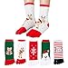 Produktbild circulor 5 Paare Socken Weihnachten, Weihnachten Fünf-Finger-Socken Baumwollsocken Cartoon Socken Niedlichen Rohr Fünf-Finger-Socken Frauen Elch Weihnachtssocken