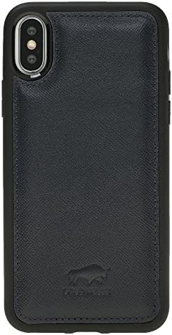 Solo Pelle iPhone X Leather Case/Backcover"Flex" Made of Genuine Leather in Saffiano Navy Blue