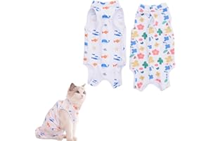 DIFLAX 2 Pezzi Body Post Operatorio Gatto, Tuta Da Recupero Per Gatti, Gatto Tuta Medica, Impedire Leccare, Anti Leccare Gatto, Abbigliamento Post Operatorio Für Gatti Mit 8-14 Jin Gewicht (L)