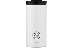 24 BOTTLES 24Bottles Travel Tumbler - Botella Agua Acero Inoxidable 600 ml, Botella Termica 6H Caliente y 12H Frío para Viaje y Oficina, Vaso Termo Cafe para Llevar 100% Hermético, Cantimplora Termica Ice White