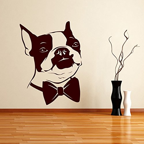 Perro Boston Terrier vinilos decorativo Mascotas adhesivos pegatina pared Canino Decoración del hogar disponible en 5 tamaños y 25 colores X-Grande Musgo Verde
