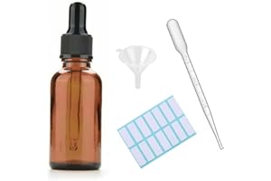 SKYPRO 1 Pack Amber Glass Dropper Bottles (30ml) - Essential Oil Bottles with Glass Pipette & Black Cap - UV Protection, Refillabl, Leak-Proof, for DIY, Aromatherapy,