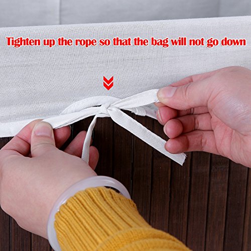 Songmics 72 L Faltbar Bambus Wäschekorb Wäschesammler mit Deckel und Griffen Eckig LCB101 - 5