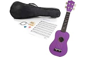 NAVARREZ Ukulele mit Zubehör NV27PK lila, mit Tasche, Stimmpfeife, Plektren und Ersatzsaiten
