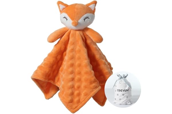CREVENT Doudou Unisexe en Peluche Douce avec Visage d'animal - Excellent Cadeau pour Anniversaire, fête prénatale (Renard Orange)