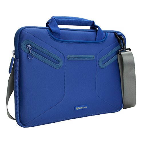 Notebooktasche 13.3“, Evecase 13.3 Zoll Universal Laptop Schutzhülle Aktentasche mit Neopren Außenmaterial, Verdeckbare Griffe, Zubehörfächer für Notebook MacBook Ultrabook Tablet Lenovo Asus Acer – Blau - 3