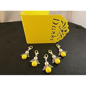 5 Gastgeschenke Tischkarten Gastgeschenk Engel Mitbringsel Dankeschön Gelb