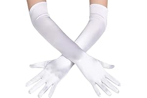 BPTZYLN 1 Pair White Satin Elbow Length Gloves - Evening Opera Prom Princess Graduation Party Gloves