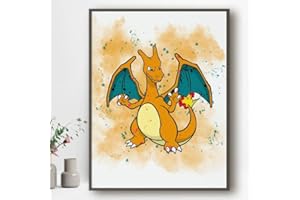 MA LITTLE CANV Affiche Pokemon - Décoration murale pour chambre d'enfant fille ou garcon - Motif Pikachu Evoli | Sans Cadres 30x40cm (Dracofeu)