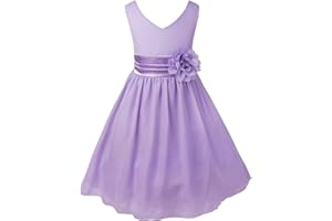 ranrann Robe de Cérémonie Fille Enfant Mousseline Robe Mariage Demoiselle d'honneur Princesse Robe Soirée Chiffon Elégante Robe Fête Anniversaire 2-14 Ans