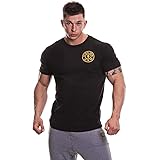 Gold's Gym Men's Basic Left Breast T-Shirt Mens Workout Premium Training Fitness Gym Sports Basic T-Shirt with Logo