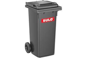 Sulo 120 Liter Müllbehälter Mülltonne Abfalltonne | Grau | Für alle DIN-Kammschüttungen |Made in DE|Extra Starker Kunststoff | Vollgummiräder | Leicht zu Reinigen | UV-Fest