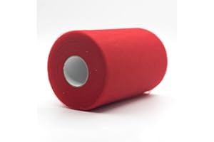 CAIIBTNTGB 91m x 15cm ! Tissu de bobine de rouleau de tulle pour les décorations d'artisanat Tutu Mariages Costumes Jupes Fêtes Cadeau Bow baby shower, Beaucoup de couleurs disponibles. (Rouge)