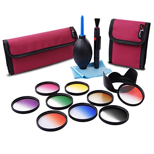 XCSOURCE   52mm Kit de Filtres Couleur Graduelle Orange Bleu Gris Rouge Vert Violet Rose Jaune Marron Pour Nikon D3200 D3100 D5200 D7100 D3S D3X D5200 D7100 D7000 18-55mm LF496