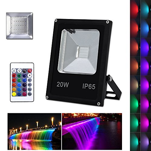 VINGO® LED 20W RGB Fluter Flutlicht Baustrahler Objektbeleuchtung Strahler IP65 Fembedienung Scheinwerfer
