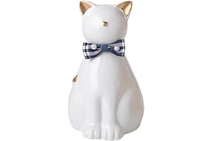 Duuclume Urne funéraire en céramique faite à la main pour cendres de chat, statue de chat pour mémorial funéraire, urne pour animaux de compagnie pour une utilisation en intérieur et en extérieur (Or