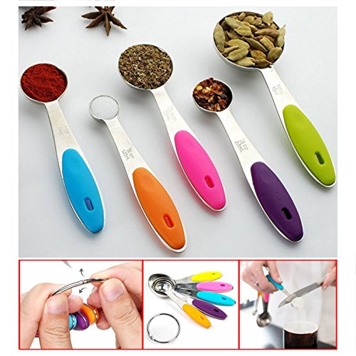 y-spoon sets-uk2, Metall Edelstahl Messlöffel, Set von 5 Messbecher für trockene und flüssige Zutaten - 4