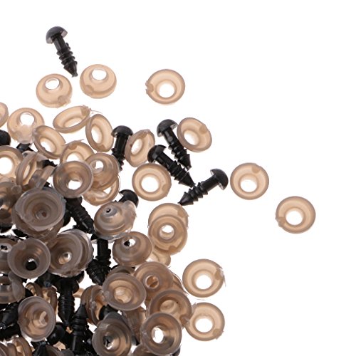 MagiDeal 100 Stück Teddyaugen Sicherheitsaugen Kunststoffaugen Puppe Augen 6mm / 8mm – Schwarz – 6mm - 4
