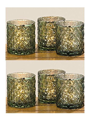 B.H.C. Wind Luz Set 6 Piezas, bzw. Té luz Juego de Textura lacada, Verdes, Colores de Cristal en el diseño del morgenländischem stils