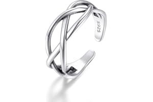 IMINI Regulowany vintage S925 srebrny pierścionek na kciuk celtycki węzeł otwarty pierścień dla kobiet mężczyzn najlepszy BBF, Pozłacane białym złotem