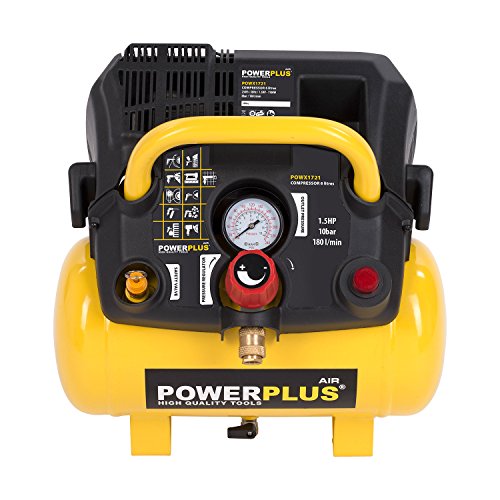 Powerplus kraftvoller Druckluft Kompressor 1.100 Watt Leistung, 1,5 PS, 6 Liter Tank – Art. Nr. POWX1721 - 2