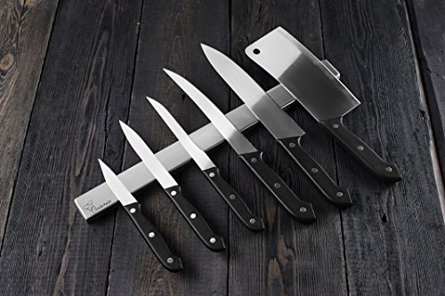 Premium Messerhalter magnetisch | Cuisino | Magnetleiste Edelstahl – 40 cm – Küchenleiste | Messerleiste | Magnetschiene Werkzeug | Messer-Magnetstreifen, rostfrei – mit Befestigungsmaterial - 4