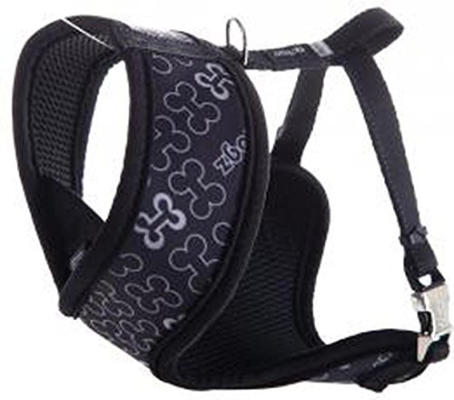 Rogz Lapz Trendy Wrapz Harness, Small, Black Bones