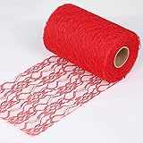 Farbe Rot AiCheaX Lace Crafts - Rote Tüllspitze Rolls Spool Fabric 15cm Netting Spitzenband für Tutu Rock Stuhl Tischläufer Hochzeitsdekorationen 22M - (Farbe: Rot)