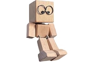 GENERISCH Wackelnder Holzmann, Wackelfigur Auto, Schüttelmann Aus Holz, Armaturenbrett Figur, Charmante Kleine Holzfigur, Schüttelmännchen Schreibtisch Deko Für Wohnmobil Wohnheim Hotel Wohnzimmer Schlafzimmer