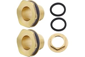 RtottiM 2 pièces 1/2" Réduction Laiton Raccord de Tuyau d'arrosage Traversée de Cuve Laiton pour Robinets Citernes et Réservoirs d'eau