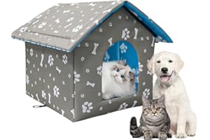 KQWVZ Casa para Gatos para Exteriores, Impermeable Caseta Gatos Exterior, Plegable Casa Gato Exterior, Casa De Gatos Exterior con Alfombrilla Suave Extraíble, Casa para Gatos para Perros Pequeños