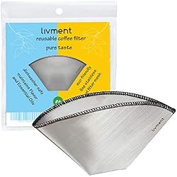 livment Filtres à café réutilisables - Filtre Permanent en Acier Inoxydable | Filtre pour Machine à café, pour Over et Filtre à Main | Sachets filtrants pour Un goût Pur (Size #4)