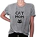 Produktbild MRULIC Geschenk Zum Muttertag Womens Casual Cat Mom Druck Kurzarm Tops T-Shirt Ernte Bluse(Grau,EU-42/CN-XL)